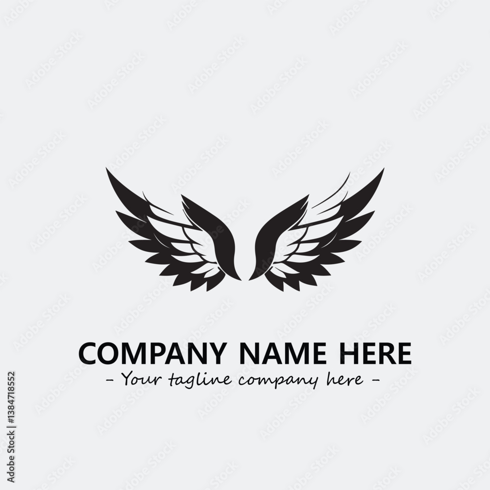 Obraz premium Wing illustration black and white for logo company vector image 