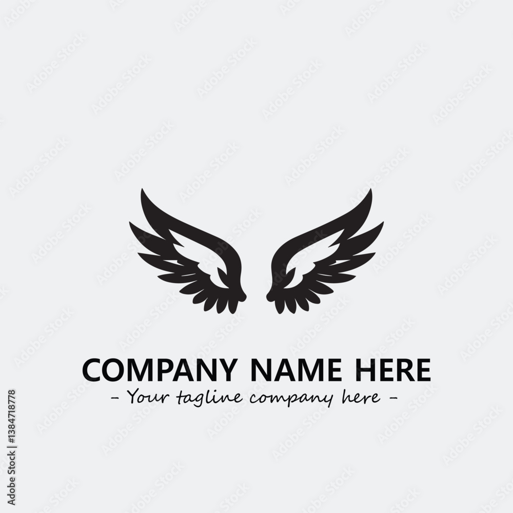Obraz premium Wing illustration black and white for logo company vector image 