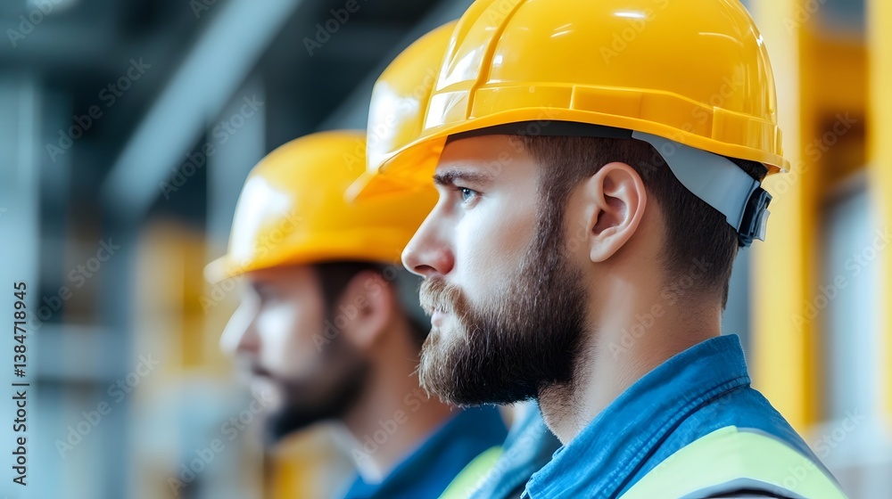 Hardhat Workers Collaborating in an Industrial Engineering Setting Hardhat Workers Collaborating in an Industrial Engineering Setting