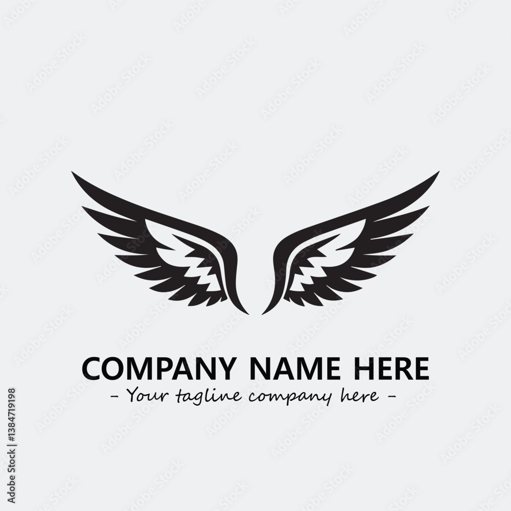 Obraz premium Wing illustration black and white for logo company vector image 