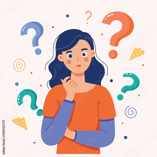 girl thinking vector illustration