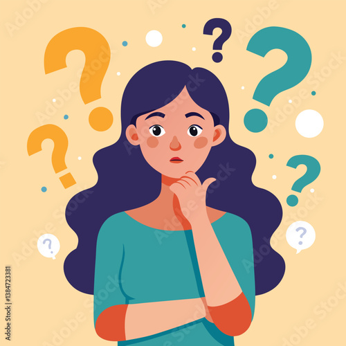girl thinking vector illustration
