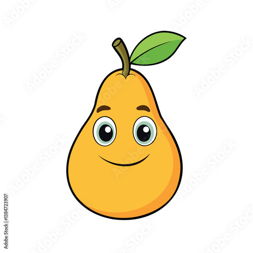 Autumn fruit pear, cartoon style, funny illustration