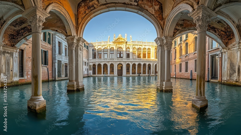 Fototapeta premium Venetian Courtyard Reflecting Sunlight