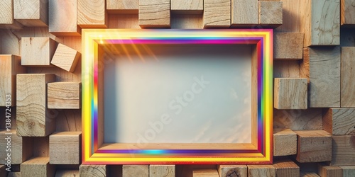 Wooden Blocks Frame Border Blank Space Copy Space