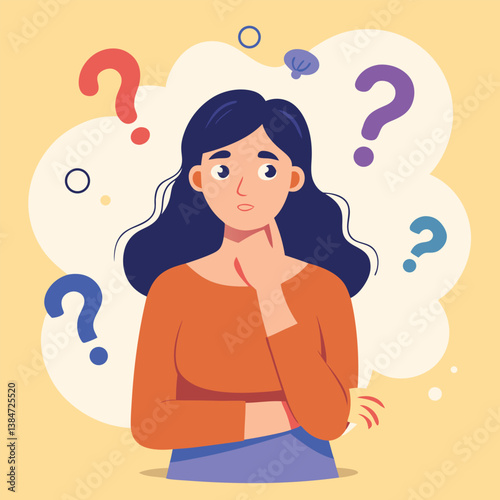 girl thinking vector illustration