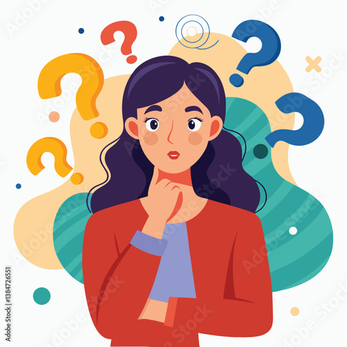 girl thinking vector illustration