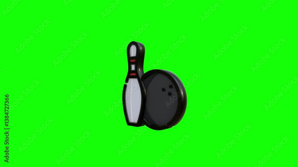 Bowling 3D Render Illustration with Black Ball and Pin