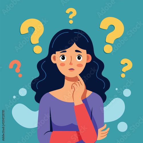girl thinking vector illustration