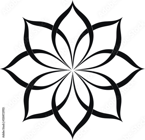 Black and White Symmetrical Floral Design Artwork Illustration