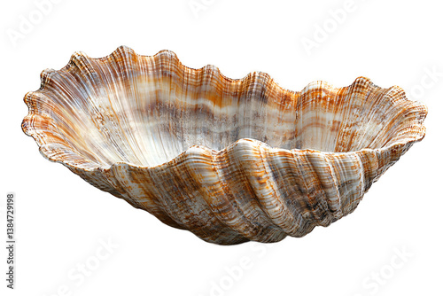  Elegant giant clam shell with natural ridges on transparent background, perfect for coastal home decor and luxury seafood restaurant branding 