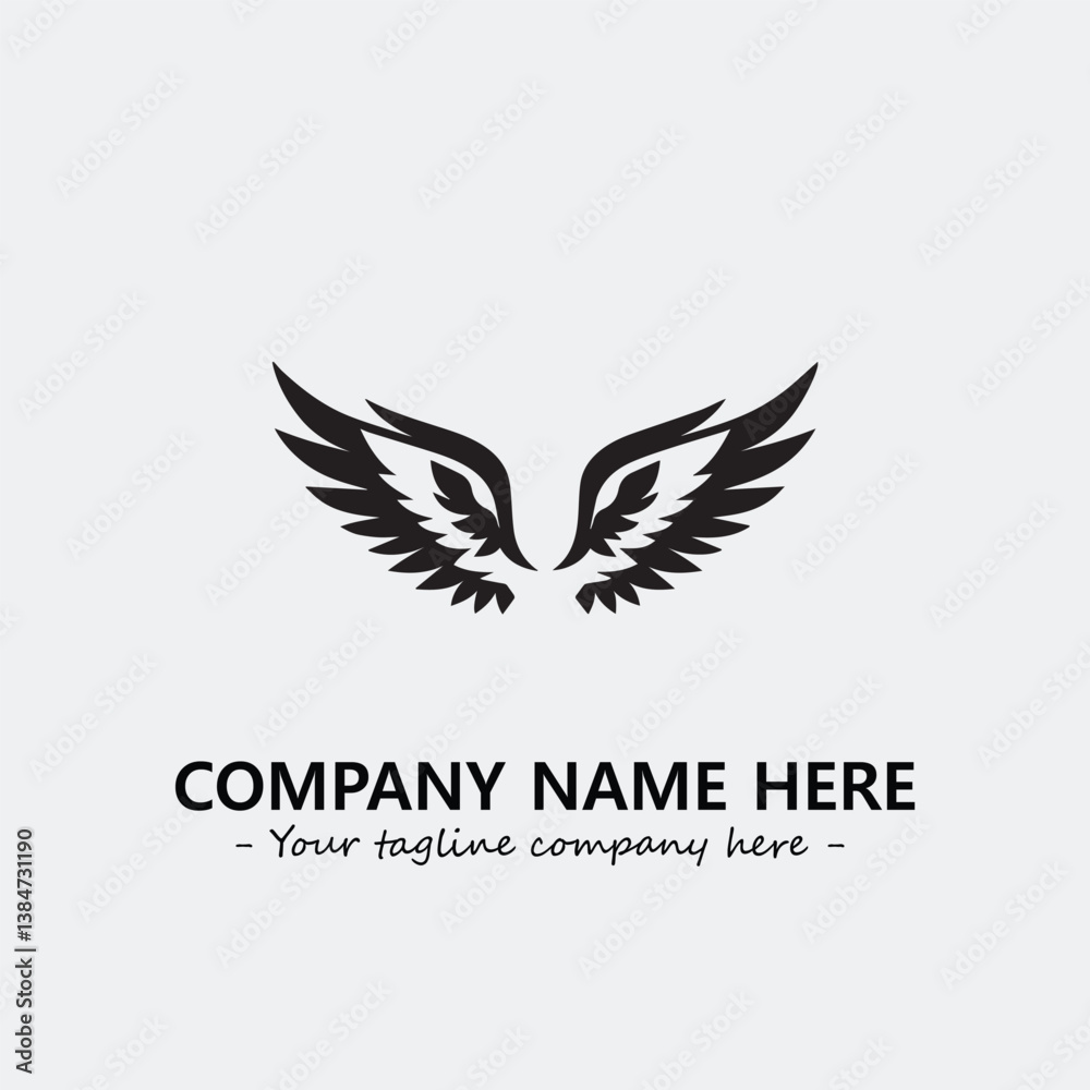 Obraz premium Wing illustration black and white for logo company vector image