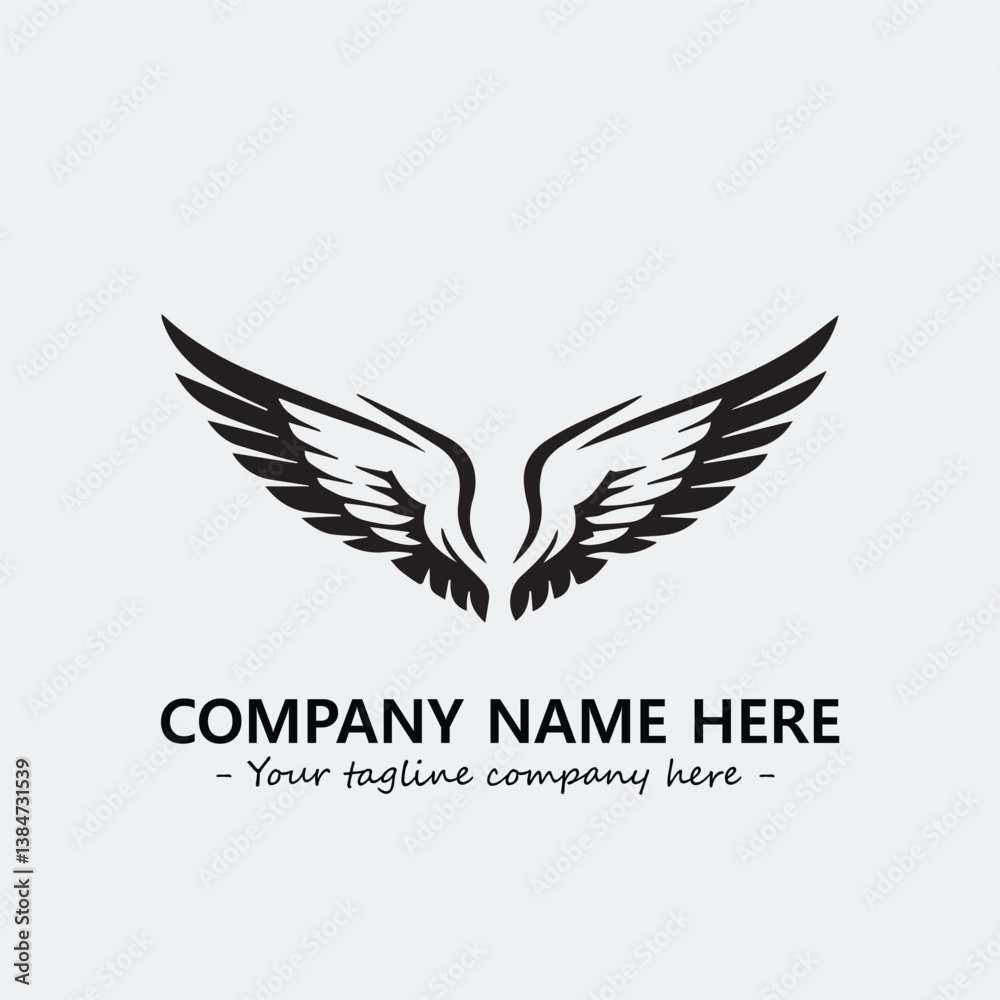 Obraz premium Wing illustration black and white for logo company vector image 