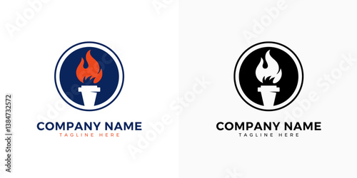 Fire torch design logo in circle shape