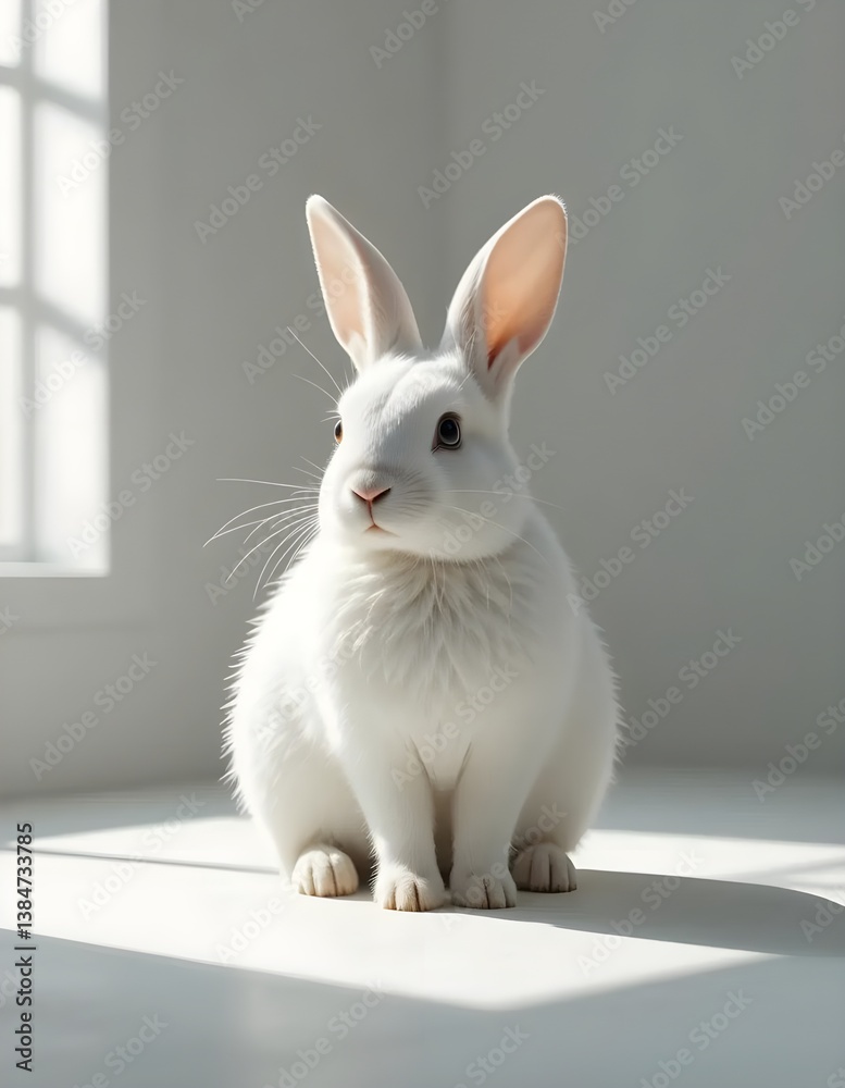 Fototapeta premium Cute Fluffy Baby Bunny Rabbit Pet Animal Adorable Small Domestic Hare