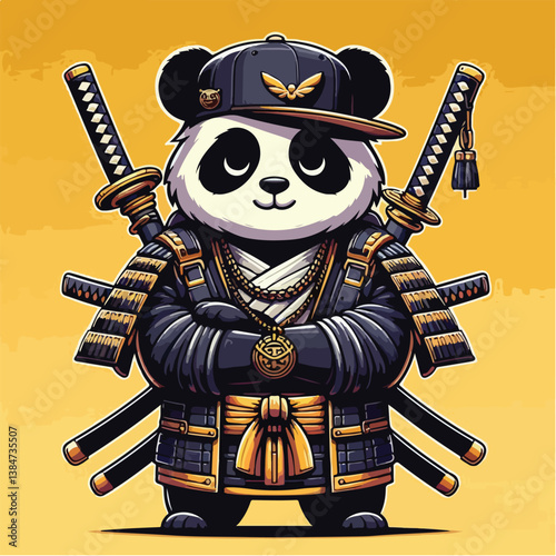 Vector Panda Warrior in Modern Kimono
