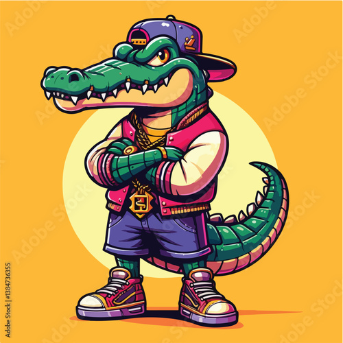 Swaggy Crocodile in Sneakers and Cap