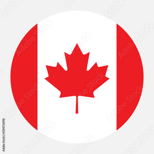 Canada flag. Canada circle flag. Button flag icon. Standard color. Circle icon flag. Computer illustration. Digital illustration. Vector illustration.