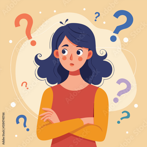 girl thinking vector illustration