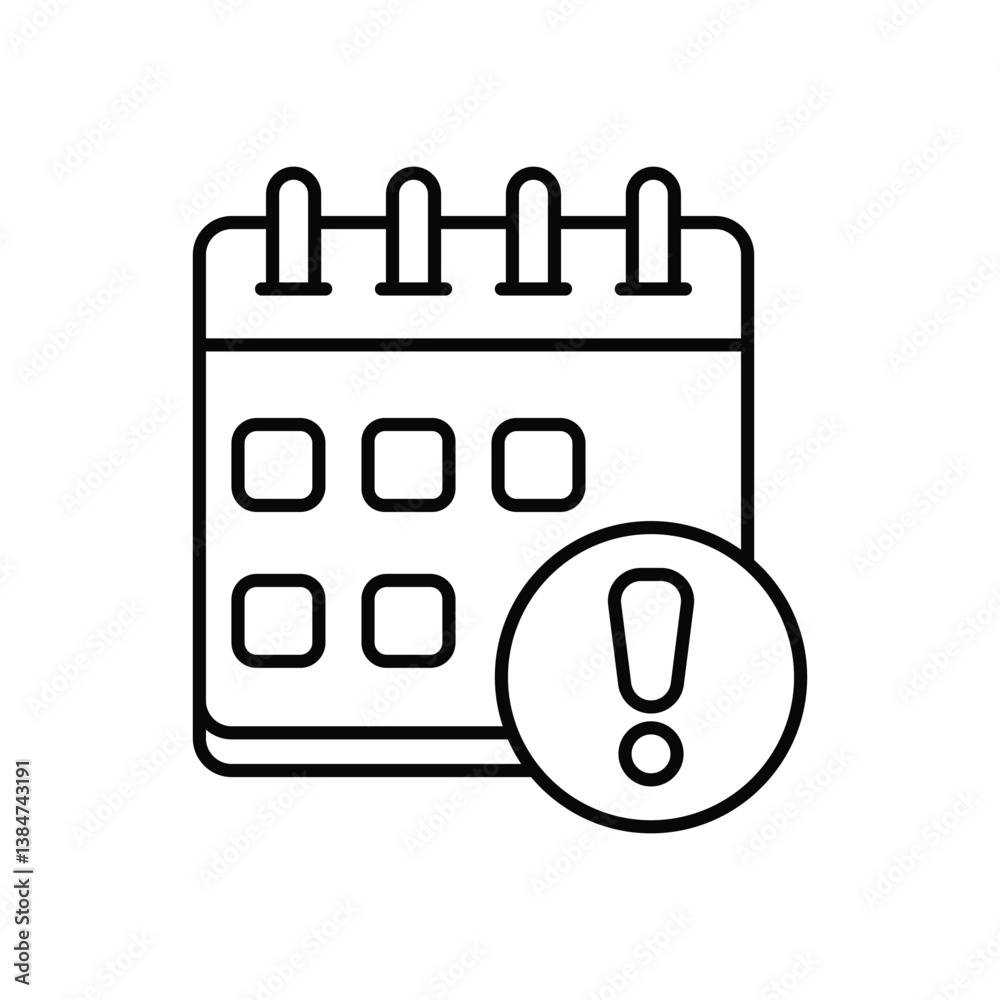 Calendar With Alerts icon isolated on a white background. Vector illustration. Calendar With Alerts icon isolated on a white background. Vector illustration.