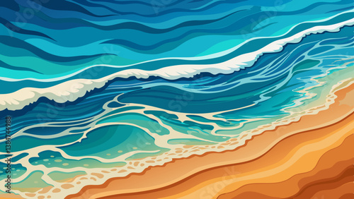 beautiful sandy beach and soft blue ocean wave, sea landscape