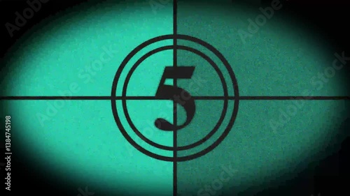 Countdown movie from 10 to 0 number. Old film movie timer count in grey retro style. Movie-style countdown Counting from 10 seconds.