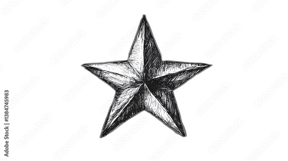 Obraz premium Hand-drawn illustration of a star placed against a solid black background