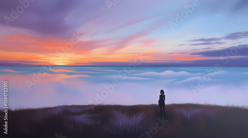 silhouette of a man standing on a hill