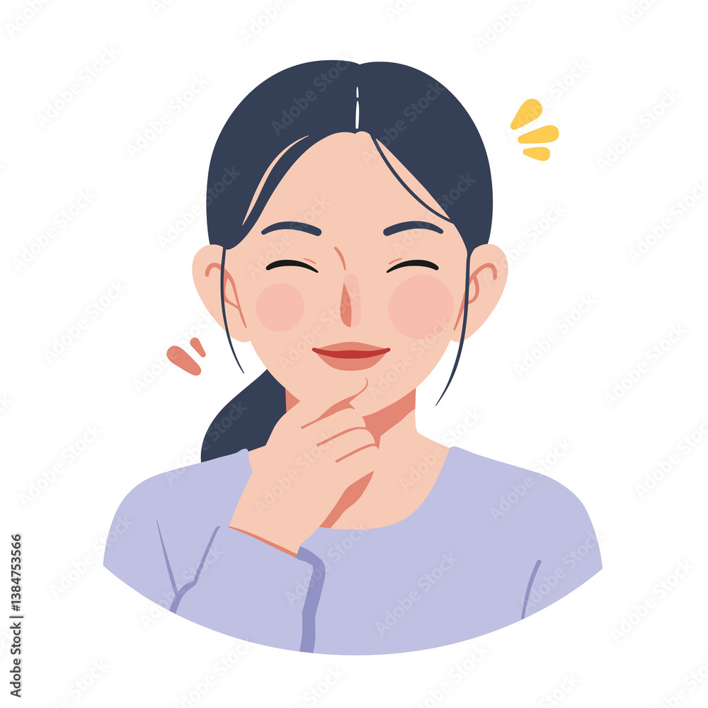 Smiling after reconciliation - Woman smiling thoughtfully in illustration Smiling after reconciliation - Woman smiling thoughtfully in illustration