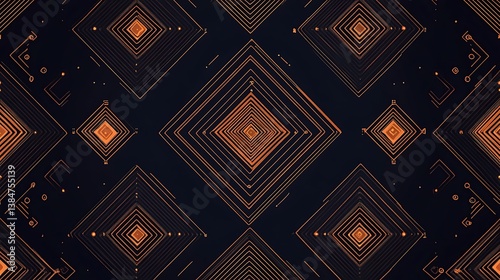 Minimalist Geometric Pattern with Symmetrical Shapes in Vector Style