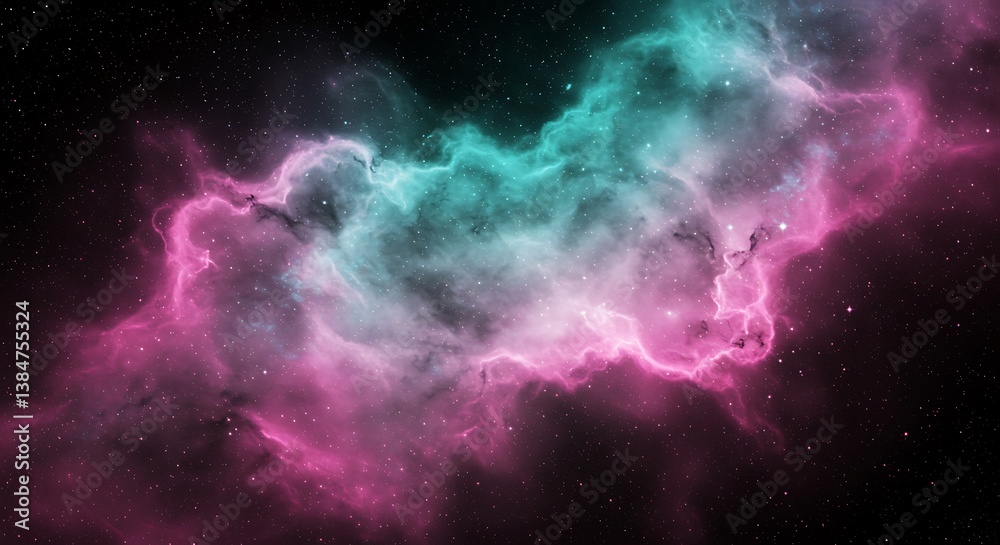 Fototapeta premium Celestial Whispers: Teal and Rose AI Generated