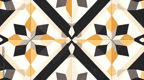 Minimalist Geometric Pattern with Symmetrical Shapes in Vector Style