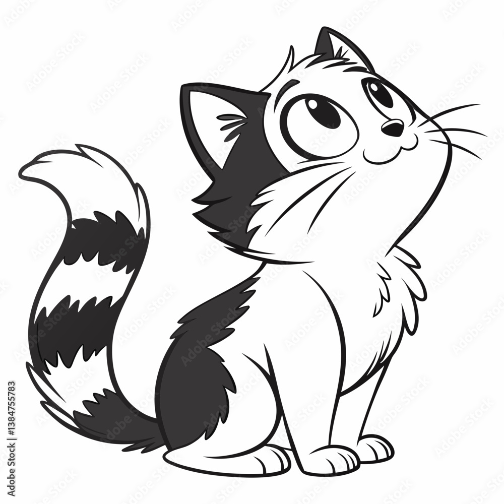 Obraz premium black cat vector illustration, Adorable Cartoon Cat Vector Drawing for Kids and Designers