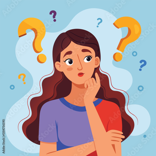 girl thinking vector illustration
