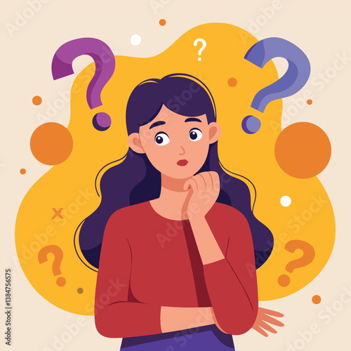 girl thinking vector illustration
