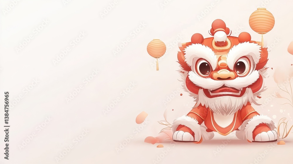 Fototapeta premium Cute cartoon lion - dance figure