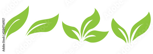 Green leaf icons set. Leaves icon on isolated background. Collection green leaf. Elements design for natural, eco, vegan, bio labels. Vector illustration