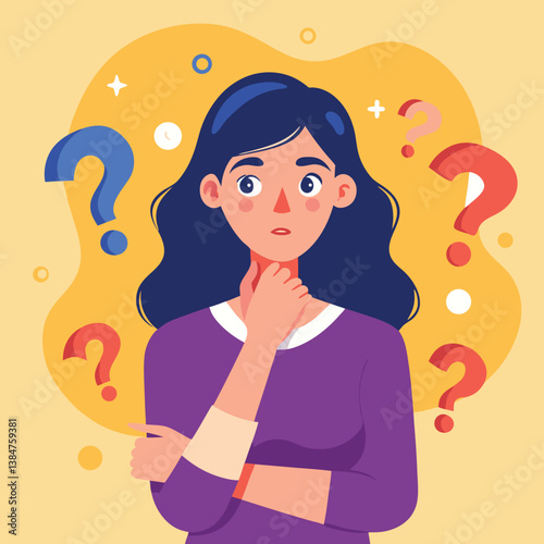 girl thinking vector illustration