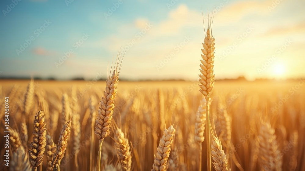 Fototapeta premium Golden wheat field at sunset