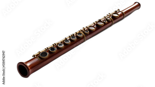 A classical flute isolated on a plain white background