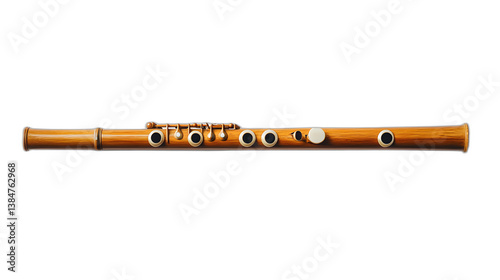A classical flute isolated on a plain white background