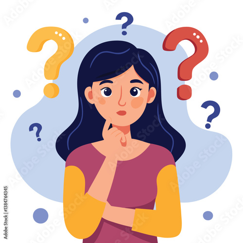 girl thinking vector illustration