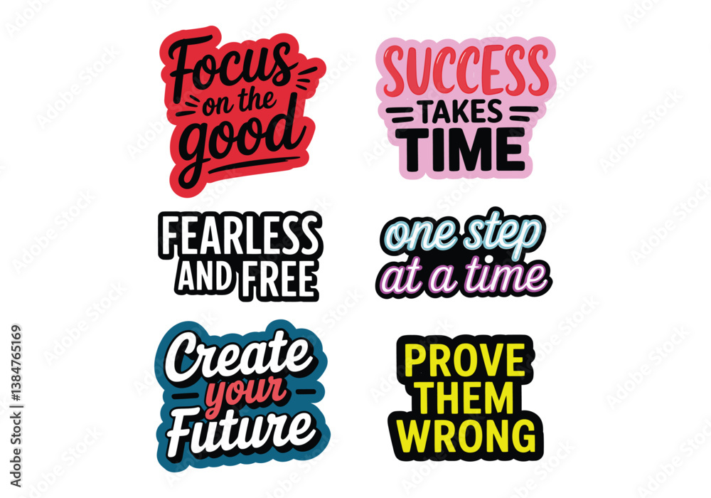 Fototapeta premium Colorful motivational quotes and empowering affirmations typography design
