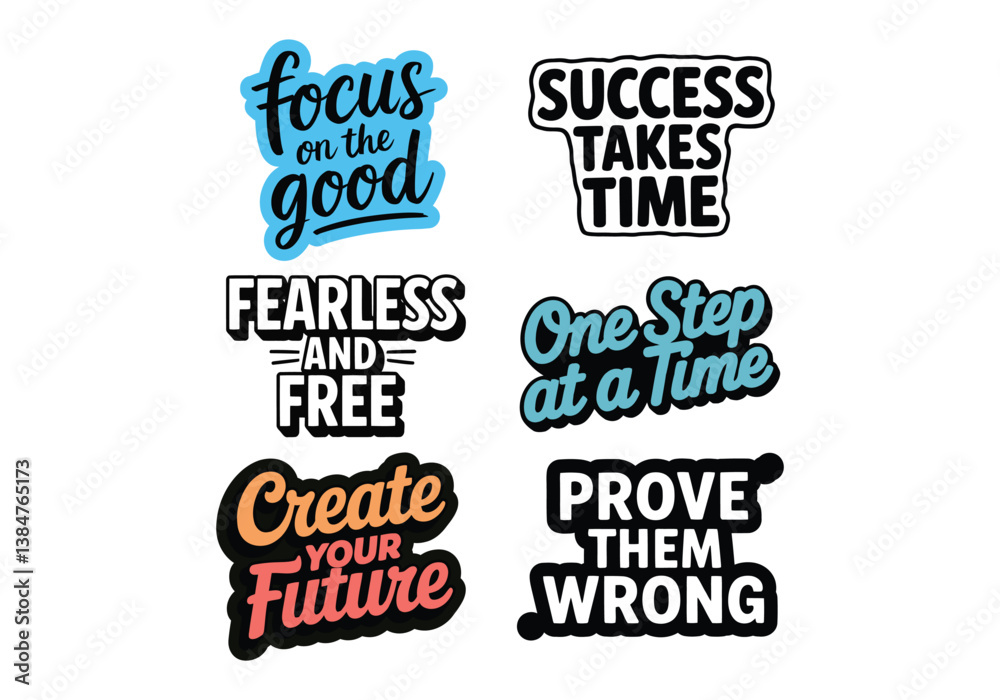 Fototapeta premium Motivational quotes and positive affirmations colorful typography design