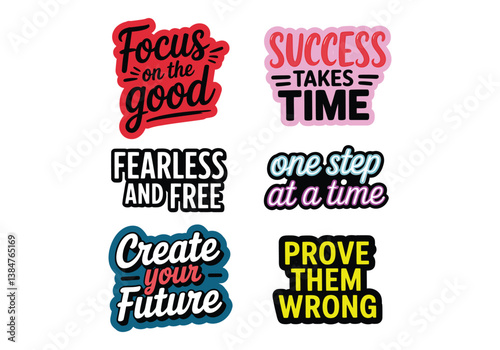 Colorful motivational quotes and empowering affirmations typography design
