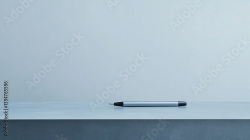 minimalistic setup showcasing serene home schooling environment with single writing instrument positioned neatly on