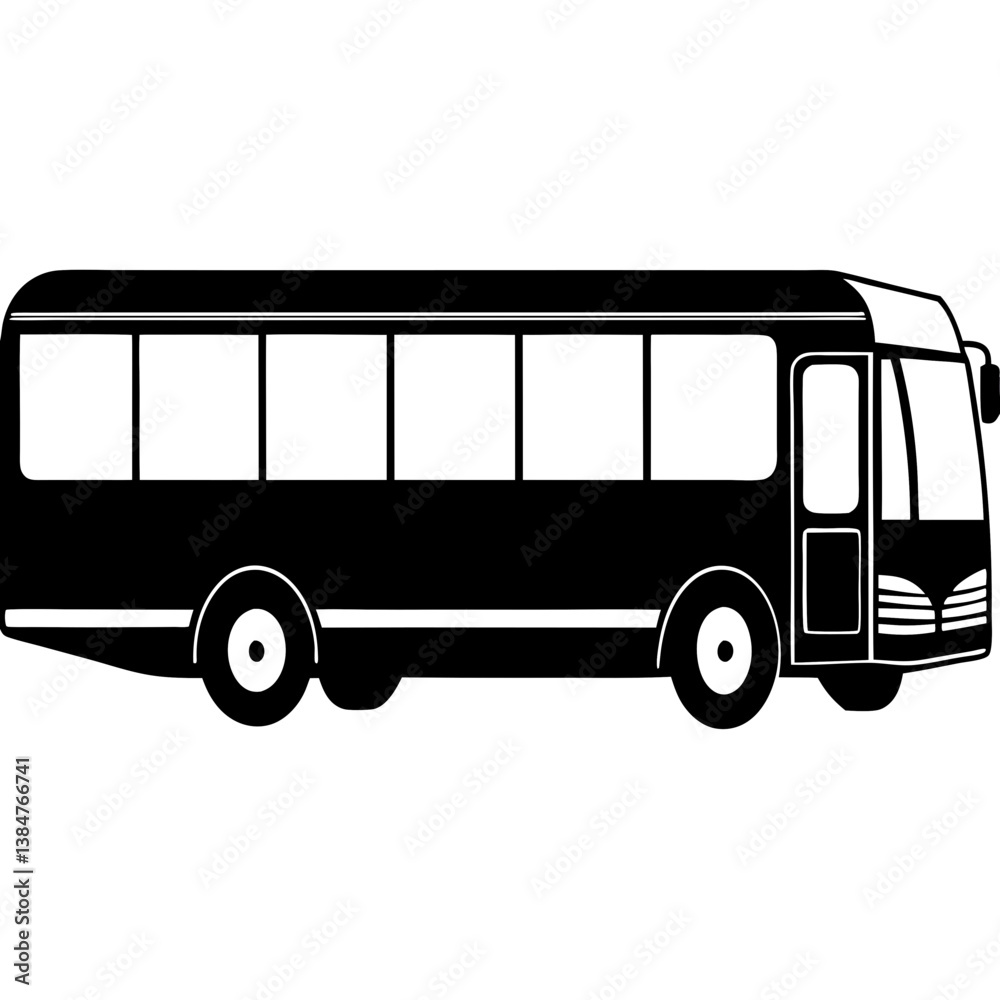 A clean and detailed vector silhouette of a city bus A clean and detailed vector silhouette of a city bus