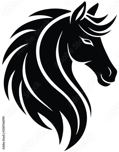 Wallpaper Mural Stylized Horse Head Vector – Bold Tribal Stallion Illustration in Black and White for Logos, Tattoo Art & Equestrian Branding. Torontodigital.ca