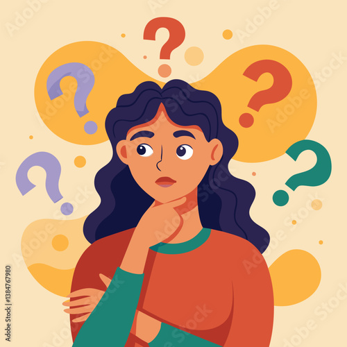 girl thinking vector illustration
