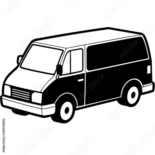 A clean vector silhouette of a delivery van 